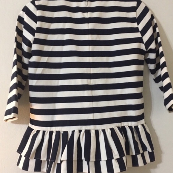 J Crew Asymmetrical Striped Ruffle 3/4 Sleeve Top - Picture 4 of 5